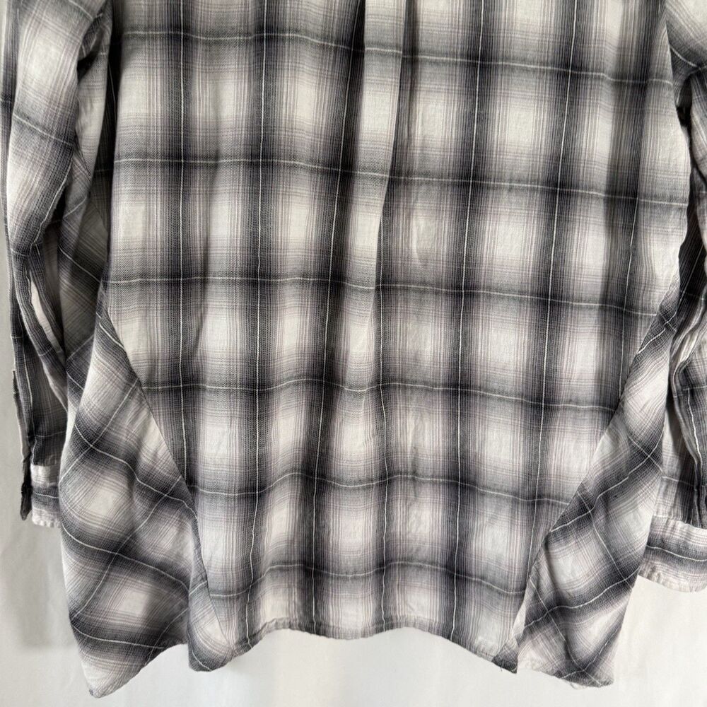 Democracy Blouse Women's Small Black White Plaid Button Up Long Sleeve Collared - Picture 11 of 12